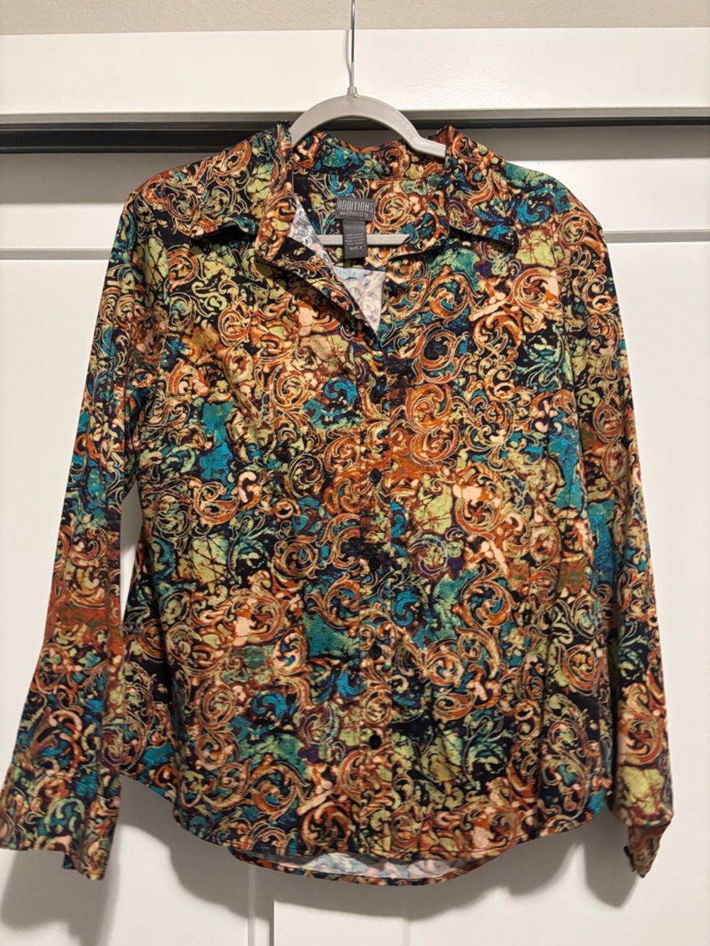 Chico's Multicolor Swirl Print Button-Down Shirt size 2